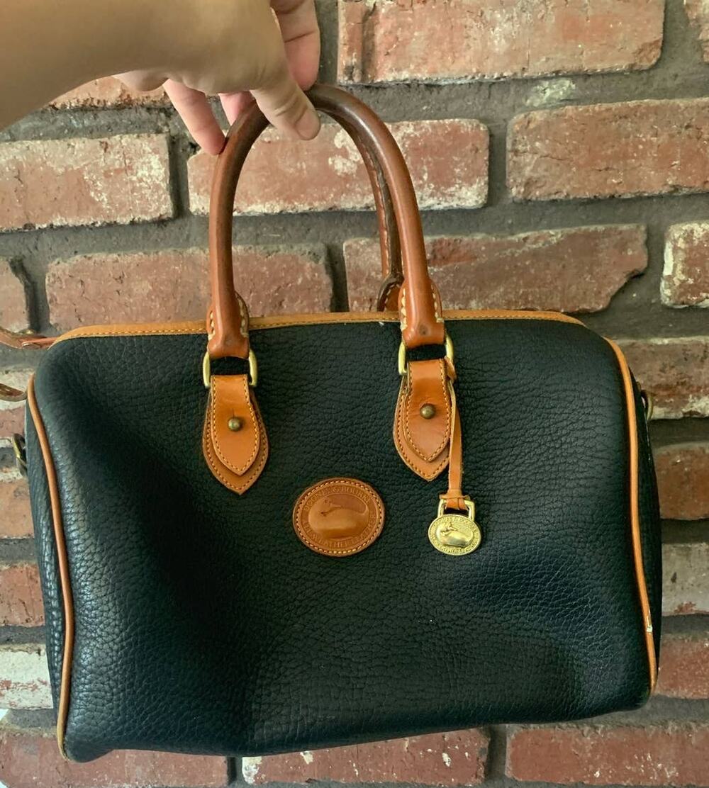 Vintage Dooney and Bourke All Weather Leather Black Small Satchel Speedy Bag